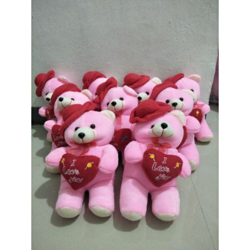 0Boneka Teddy Bear Love Topi Size S