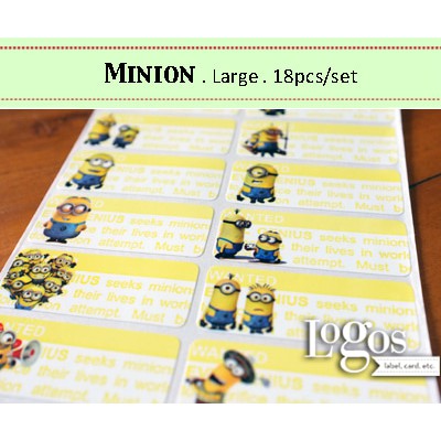 

TERLARIS!! Minion LARGE Label nama waterproof. Sticker despicable me papoy banana UNIK