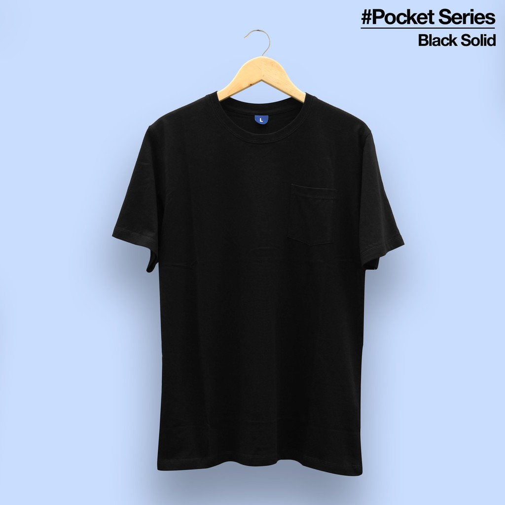 Kaos Pocket Pria – Black Solid | Kaos Saku Pria – Hitam Solid