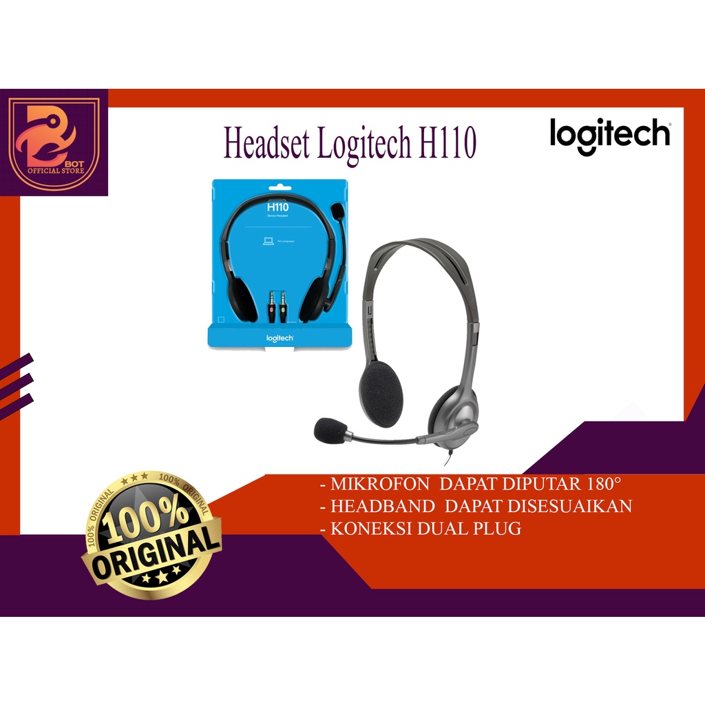 H110 STEREO HEADSET LOGITECH | HEADSET LOGITECH H110 | HEADSET ORIGINAL