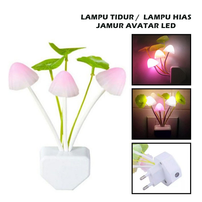 Lampu Tidur Jamur Avatar Mushroom Lamp Sensor LED Night Lamp hias kamar colokan dinding warna unik / Lampu Tidur LED Bentuk Jamur / Lampu Hias / Model Avatar / Sensor CaHAYA