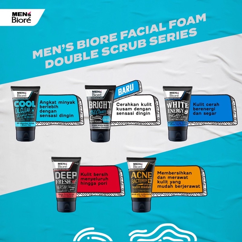 Biore Mens Double Scrub Facial Foam 50ml - Sabun Wajah