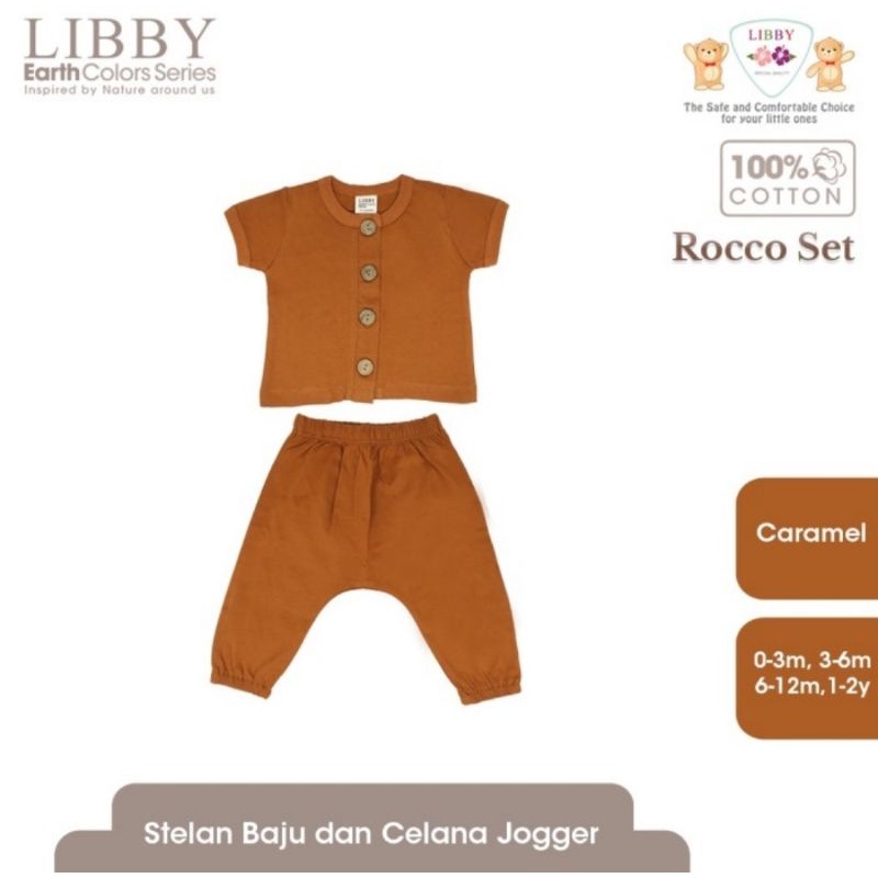 Libby Earth Colors Rocco Set Baju Lengan Pendek Celana Panjang/Pakaian Bayi Anak Libby