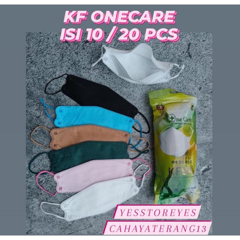 READY MASKER KF ONECARE EARLOOP KF94 CANTOL KUPING ISI 20 LBR WARNA PINK BIRU HITAM PUTIH ARMY COKLAT ONE CARE NECARE