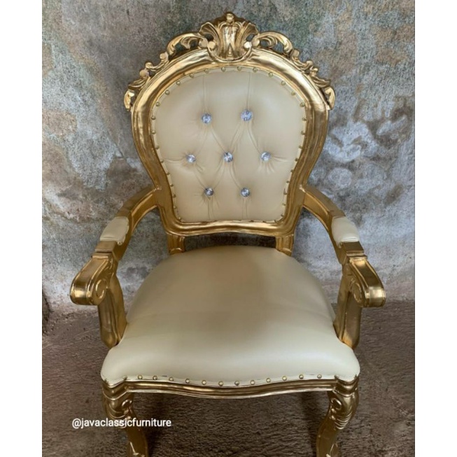 KURSI MAKAN GANESA UKIR JOK EMAS GOLD MEWAH TERAS SANTAI GANESHA BAHAN KAYU JATI-1