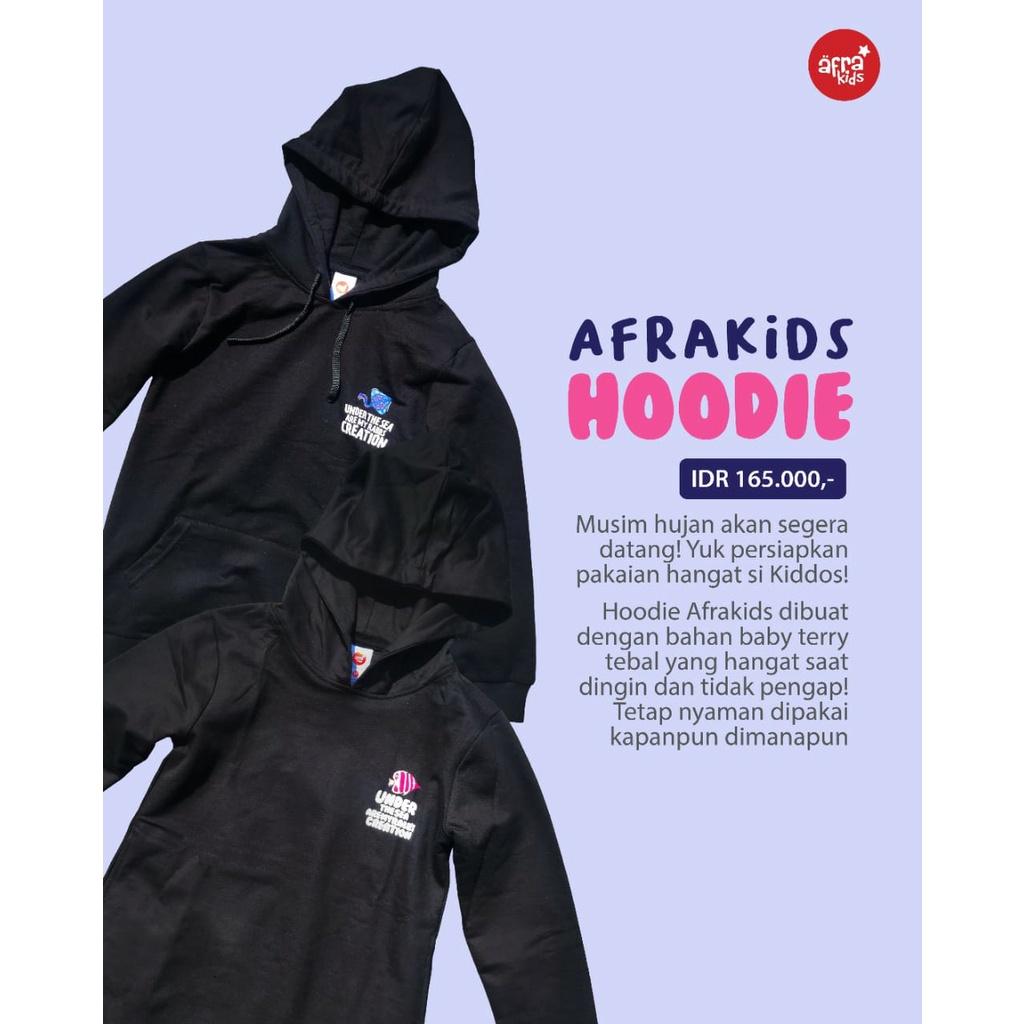 PROMO... ORIGINAL HOODIE AFRAKIDS COUPLE &quot;Under the sea is my Rabb's Creation&quot; 2-12 TAHUN HD001 / HD002