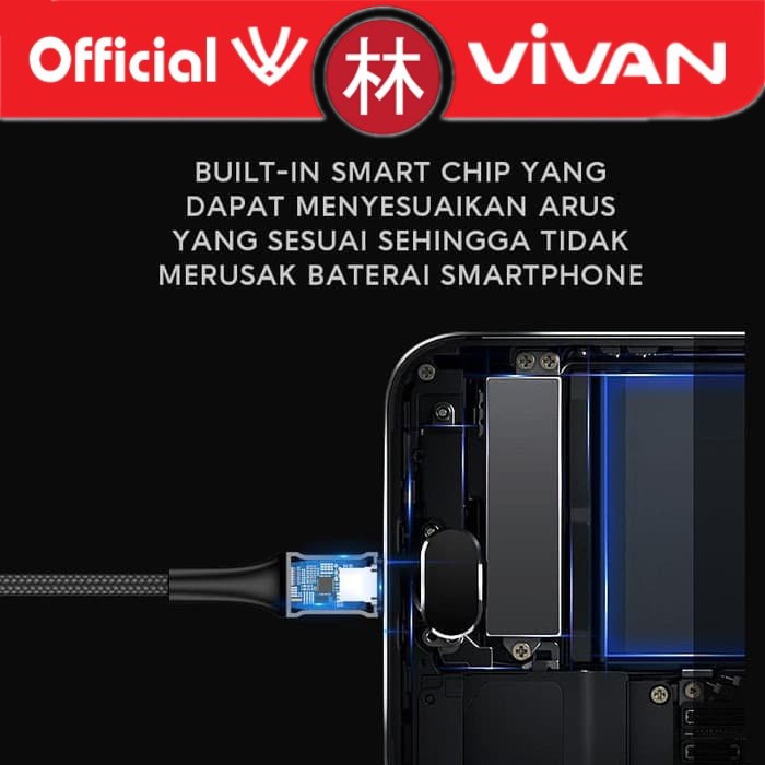 Vivan VDM100 Data Cable Micro USB LED Light Quick Charge 2.4A