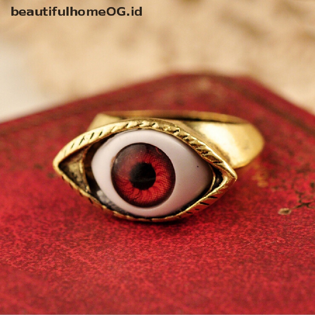 Cincin Desain Mata Vampire Gaya Vintage Retro Punk Gothic Untuk Wanita