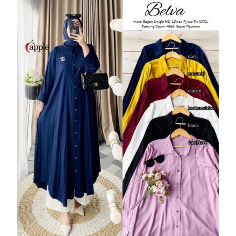 LONG TUNIK, atasan wanita, fashion muslim, baju wanita, fashion wanita, Belva Long Tunik