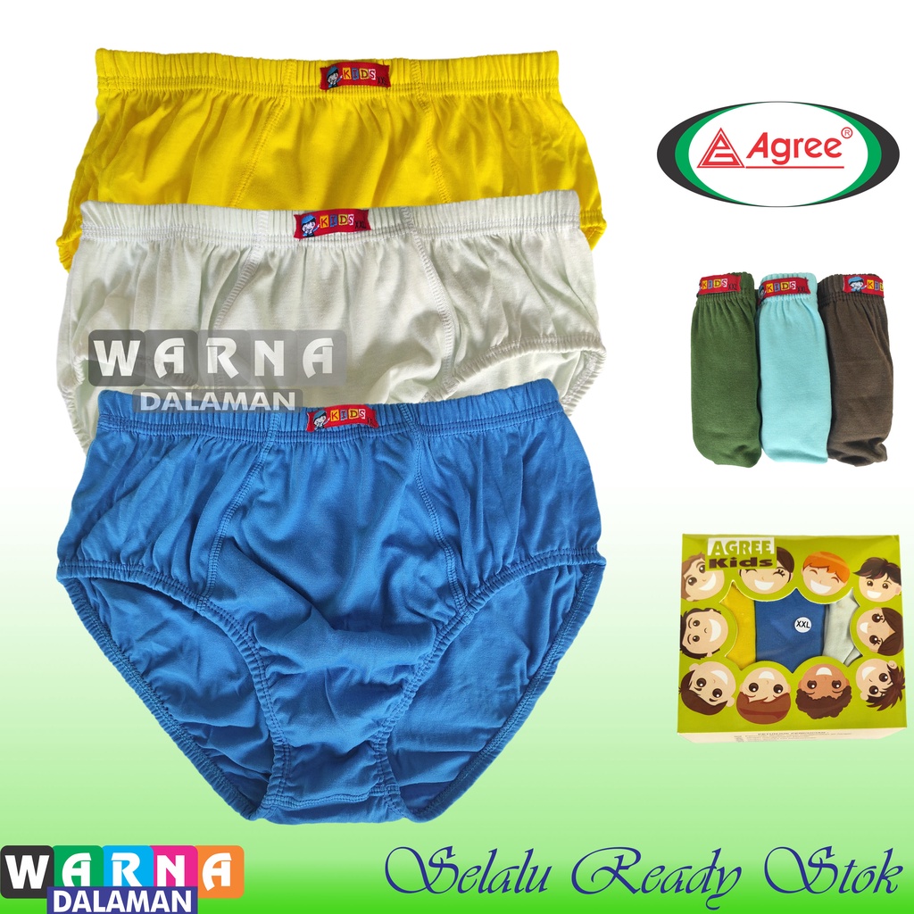 3 Pcs Celana Dalam Anak Laki-Laki Ukuran Jumbo Bahan Full Katun Multiwarna Motif Polos Usia 8 - 13 Tahun | WARNA DALAMAN