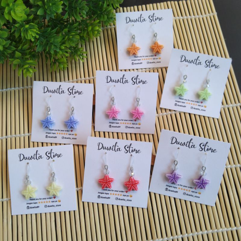 HANDMADE ANTING ANAK/DEWASA KAITAN PLASTIK MOTIF BINTANG LAUT MINI