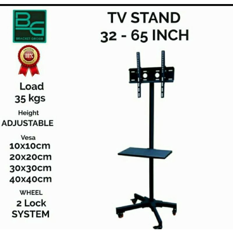 Bracket Breket New Stand TV Roda 32&quot; sampai 65&quot; Premium