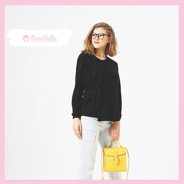 

Mamibelle Aisha Blouse Rajut Hamil & Menyusui Black Premium