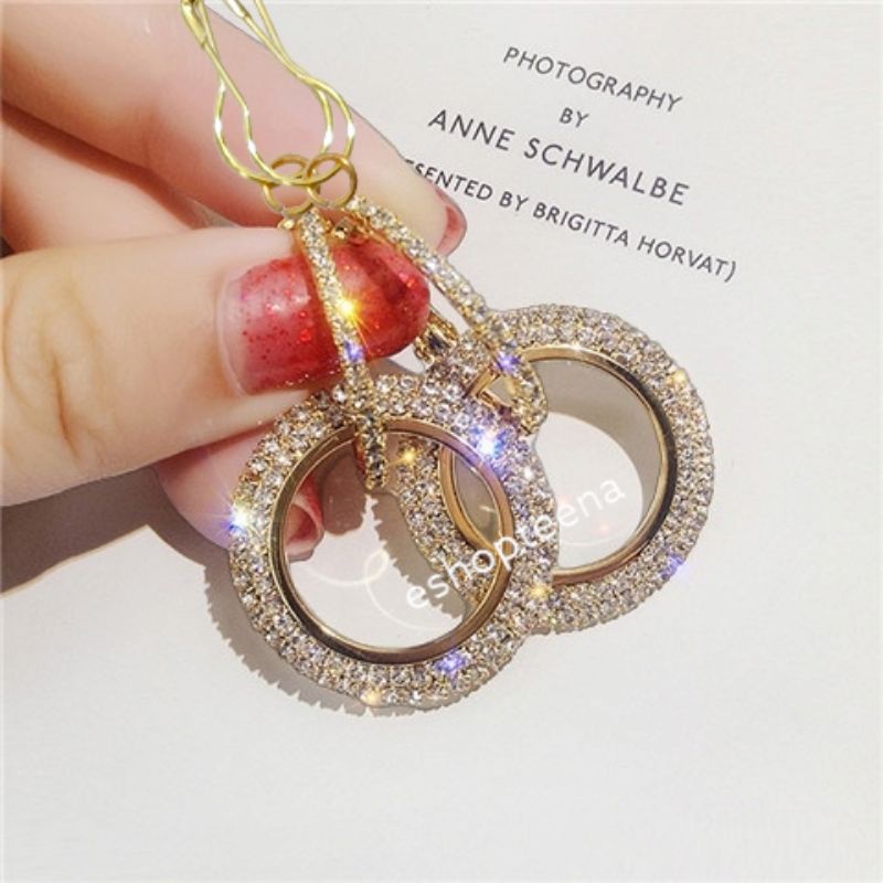 A102 Anting hijab juntai bulat full diamond_anting jilbab