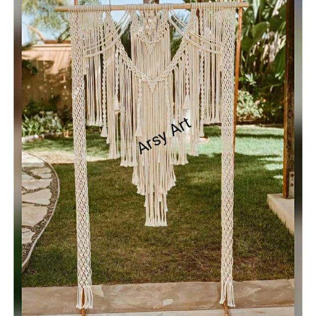 Macrame Backdrop Wedding Lamaran EO - Hiasan Dinding Macrame - Dekorasi
