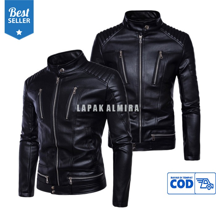 Jaket Racing Varsity Motor Kulit PU Leather