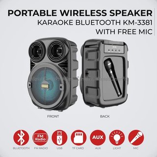 Speaker Bluetooth Portable 6,5 inch KM-3381 + Plus Microphone - Speaker microphone KM-3381 ORI