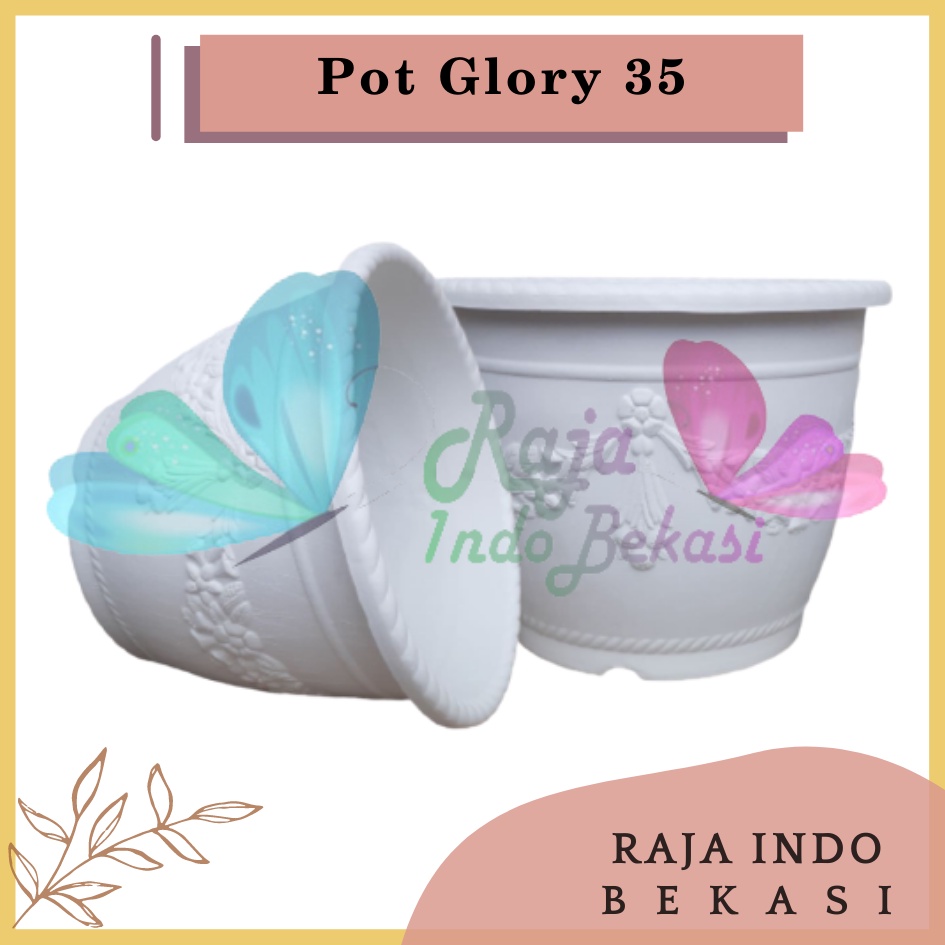 4pcs Pot Shallom Kb Glory 35 Cm Putih Motif Pot Plastik 35cm Glory Vas Bunga Putih Pot Tanaman Hias