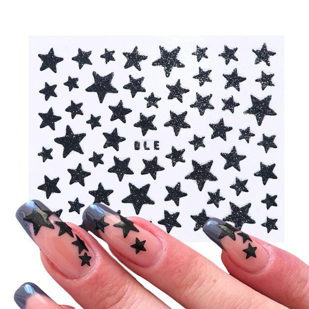 Mxbeauty 1 Lembar Stiker Kuku Motif Bintang Glitter Untuk Nail Art DIY