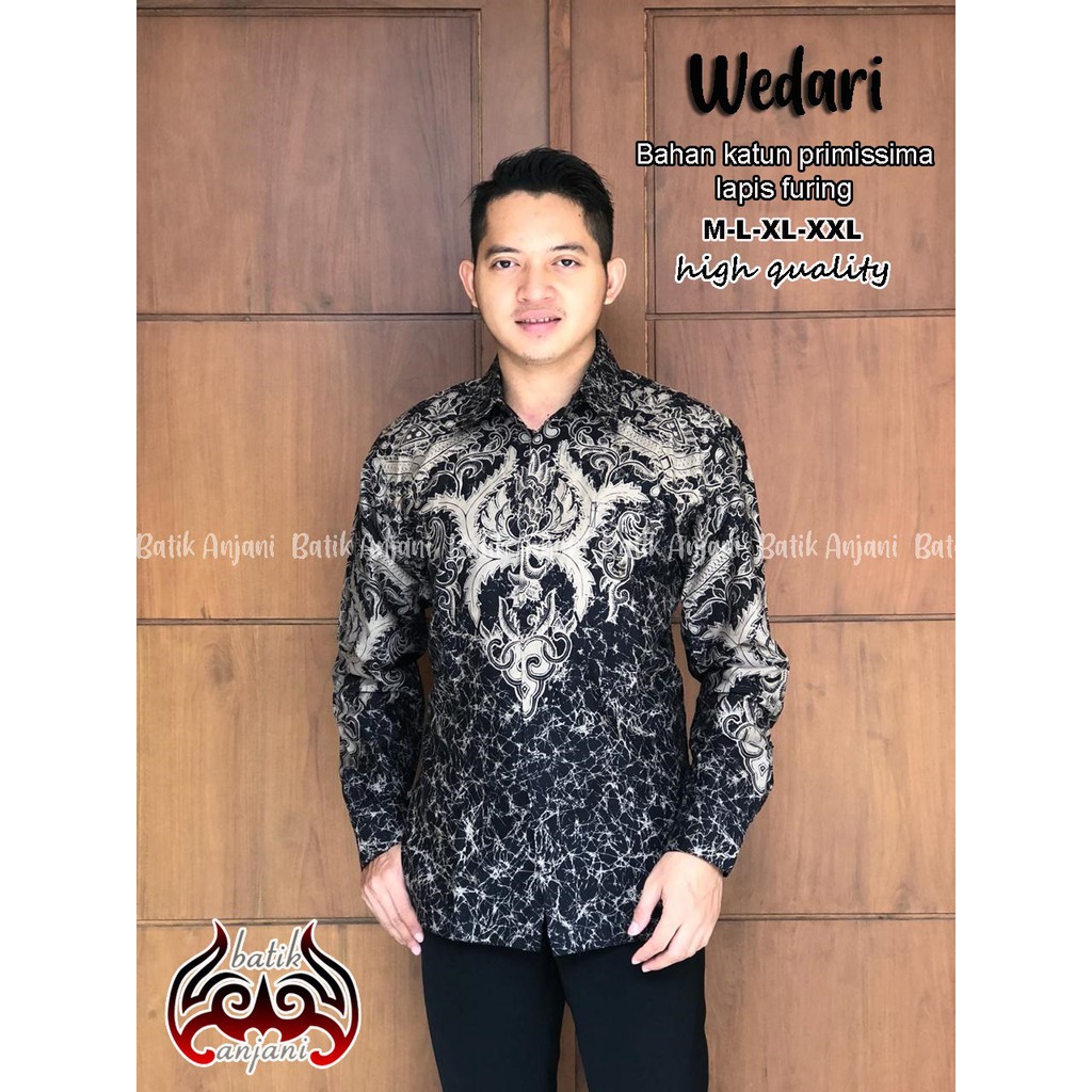 WEDARI Kemeja Batik Pria Full Furing Bahan Katun Primisima