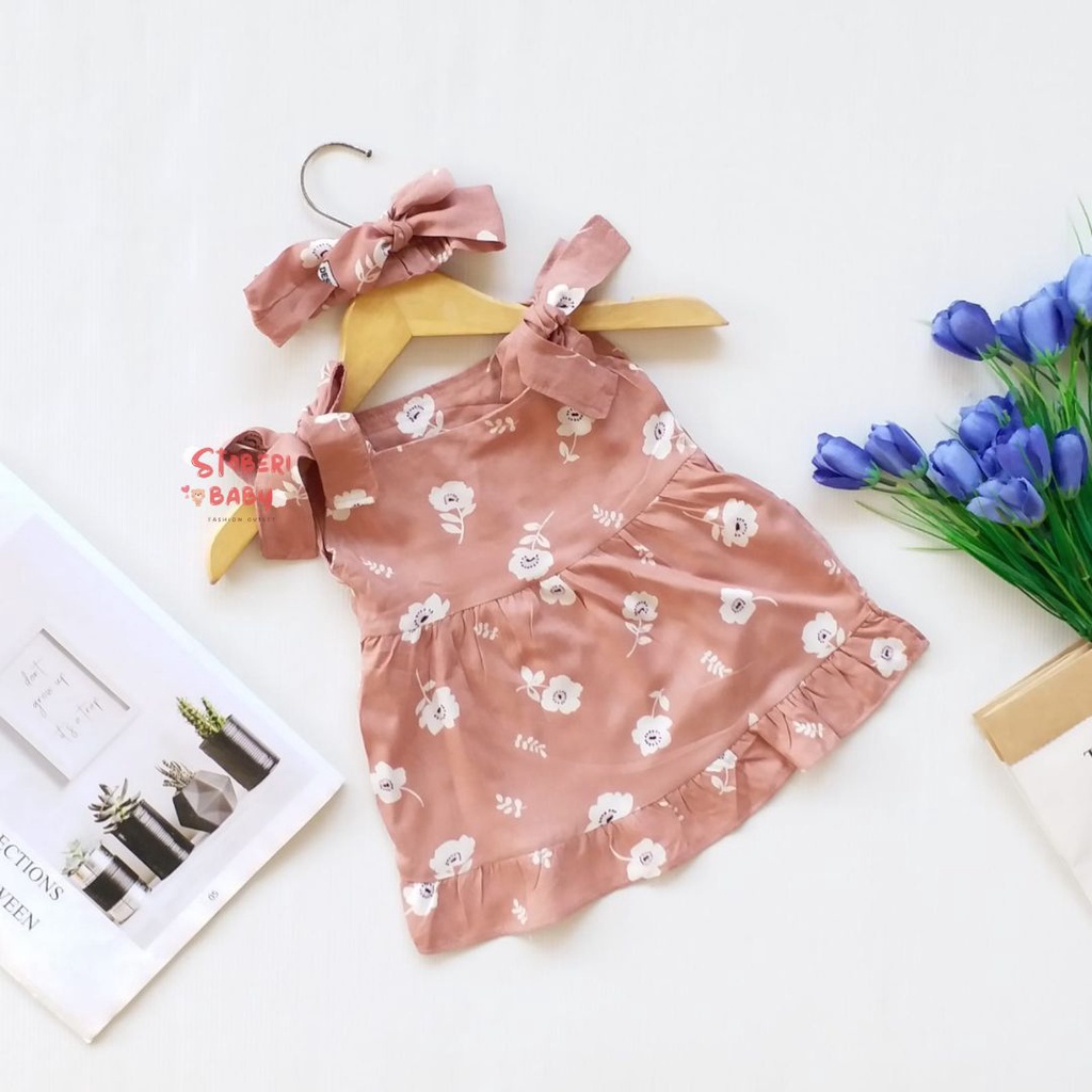 stoberi baby - BBB DRESS MAUREEN dress anak perempuan bayi motif bunga lucu free headband