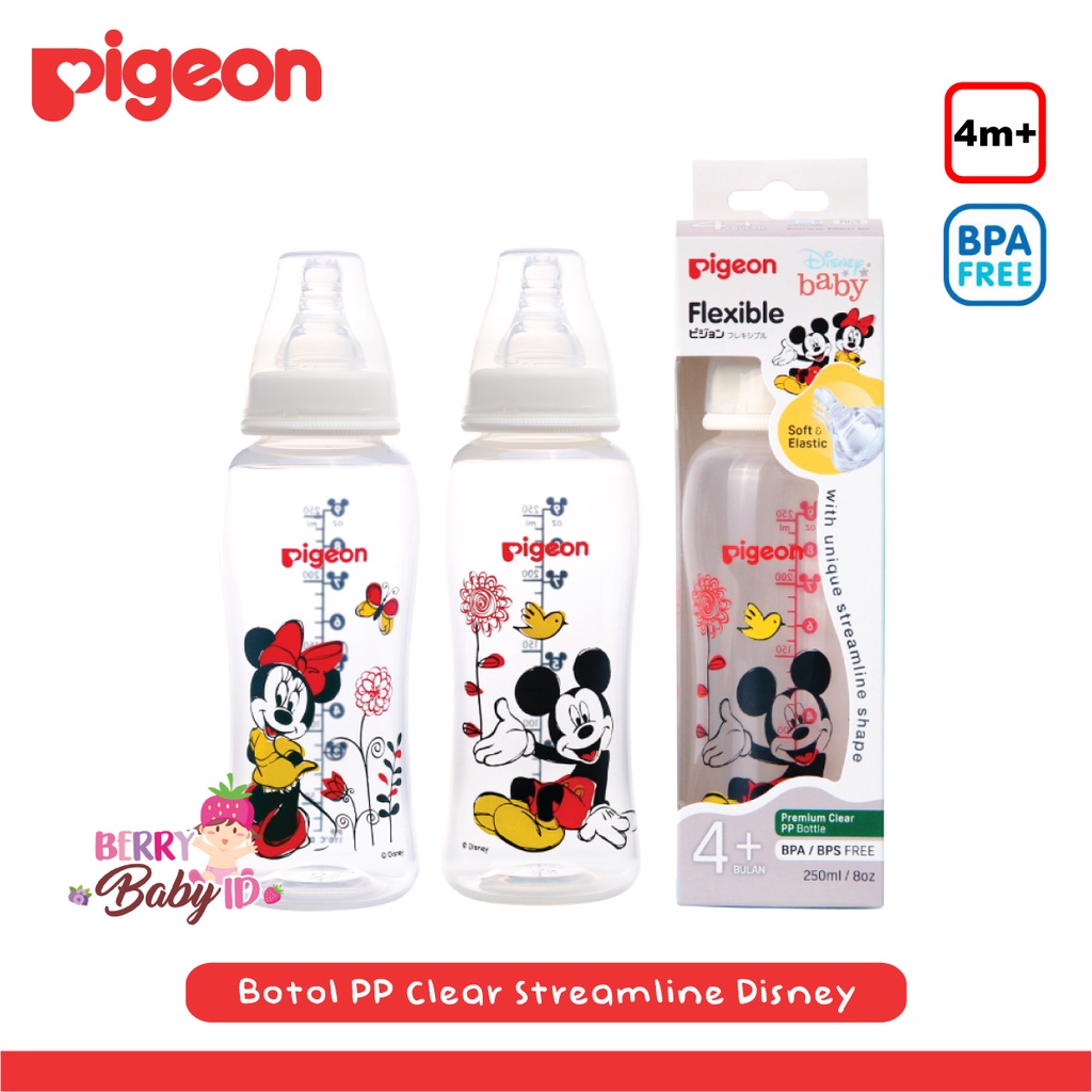 Pigeon Botol Flexibel Streamline Mickey Minnie Botol Susu Bayi 250ml Berry Mart