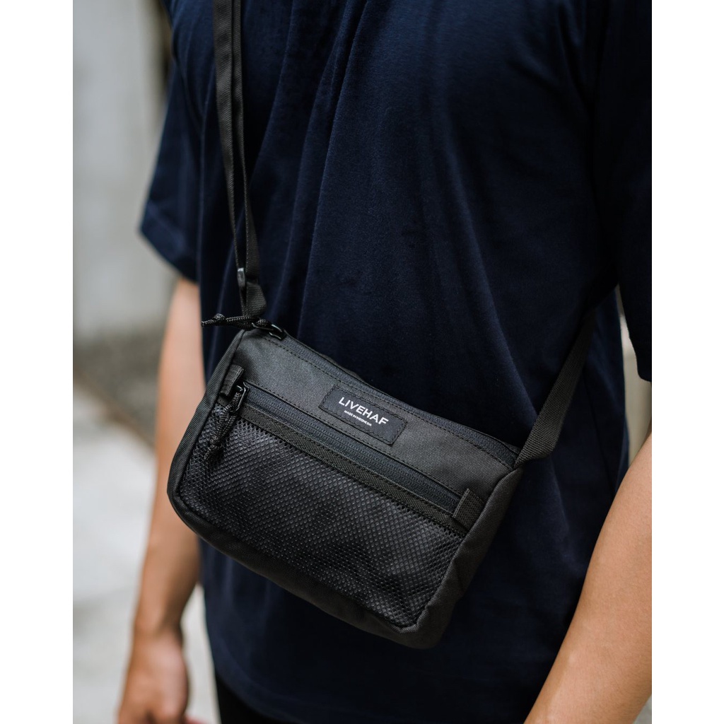 Livehaf - Net Front Sling Bag Black