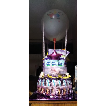 snack tower balon tema ungu