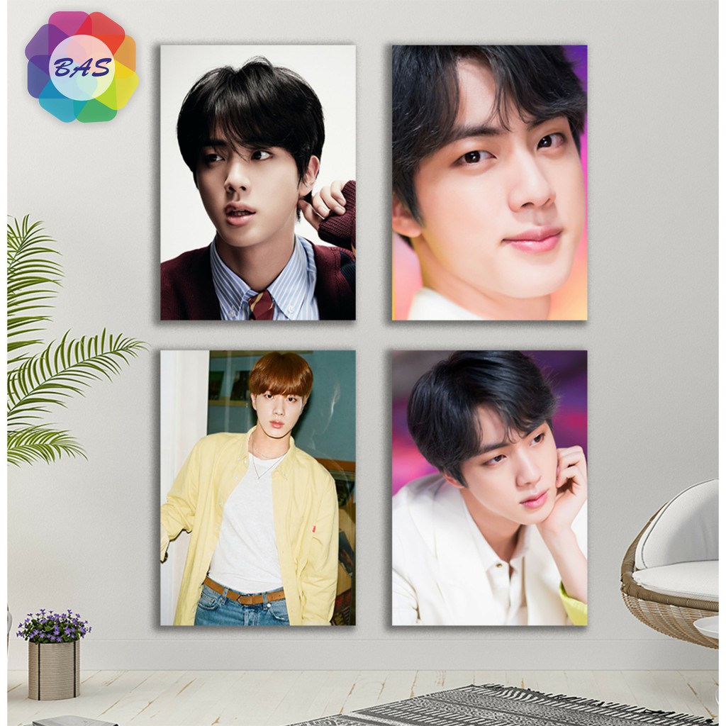 Poster Kayu JIN BTS Bingkai Foto Frame Kayu Dekorasi Hiasan Kamar Wall Decor Rumah