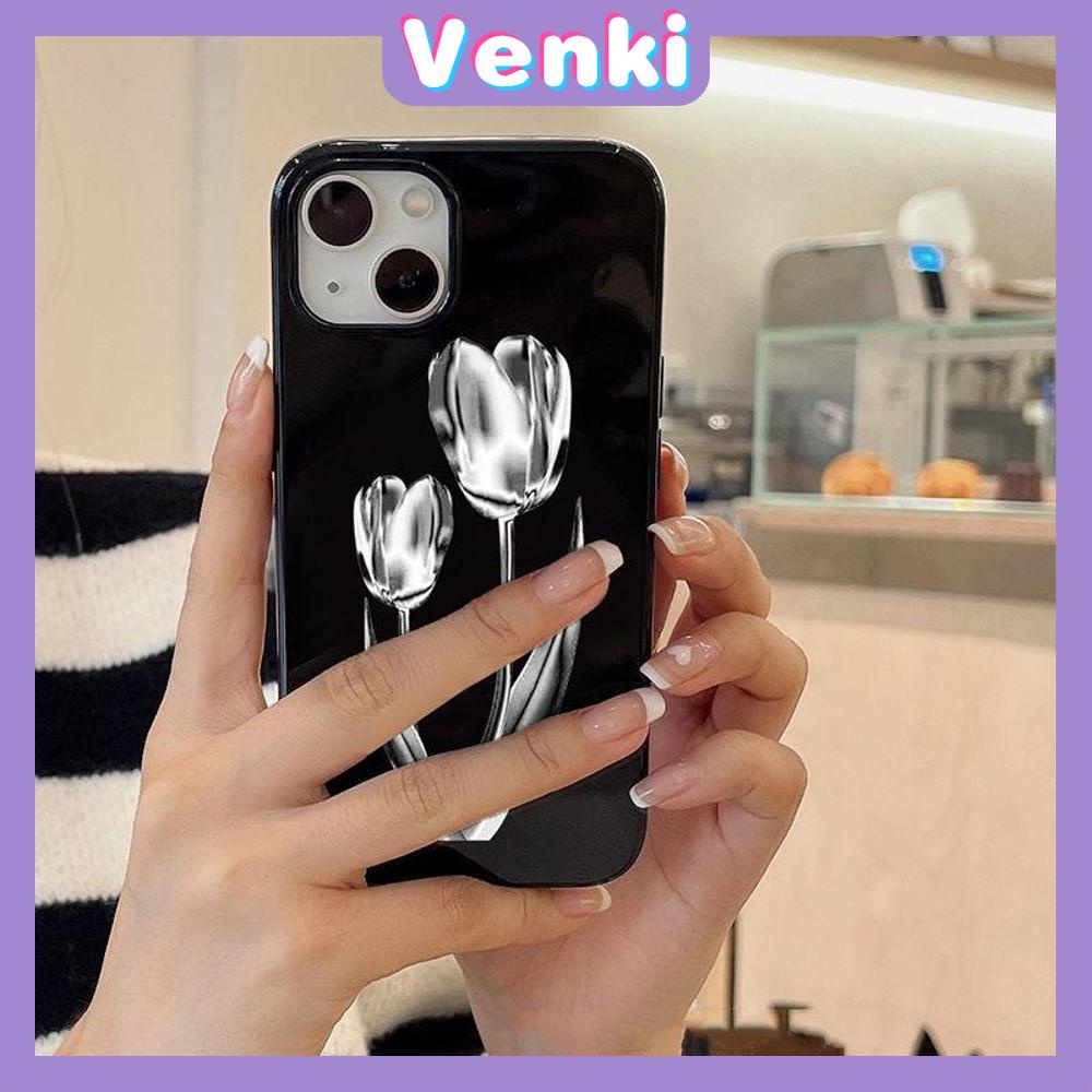 iPhone Case Silicone Soft Case Black TPU Glossy Big Hole Camera Protection Shockproof Rose Flower For iPhone 13 Pro Max iPhone 12 Pro Max iPhone 11 Pro Max iPhone 7Plus iPhone x xr