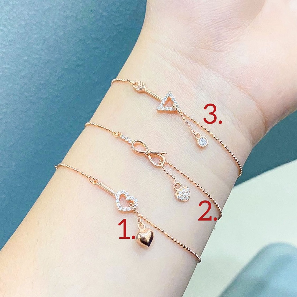 Gelang rantai tangan anak dan dewasa emas asli kadar 750 75 17k rosegold tali merica pala love infinity ribbon arrow panah permata ringan korean 2 dua gram gr g terbaru