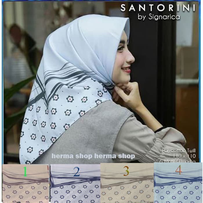 Jilbab Segiempat Motif/Jilbab Segiempat Santorini Signarica/Santorini