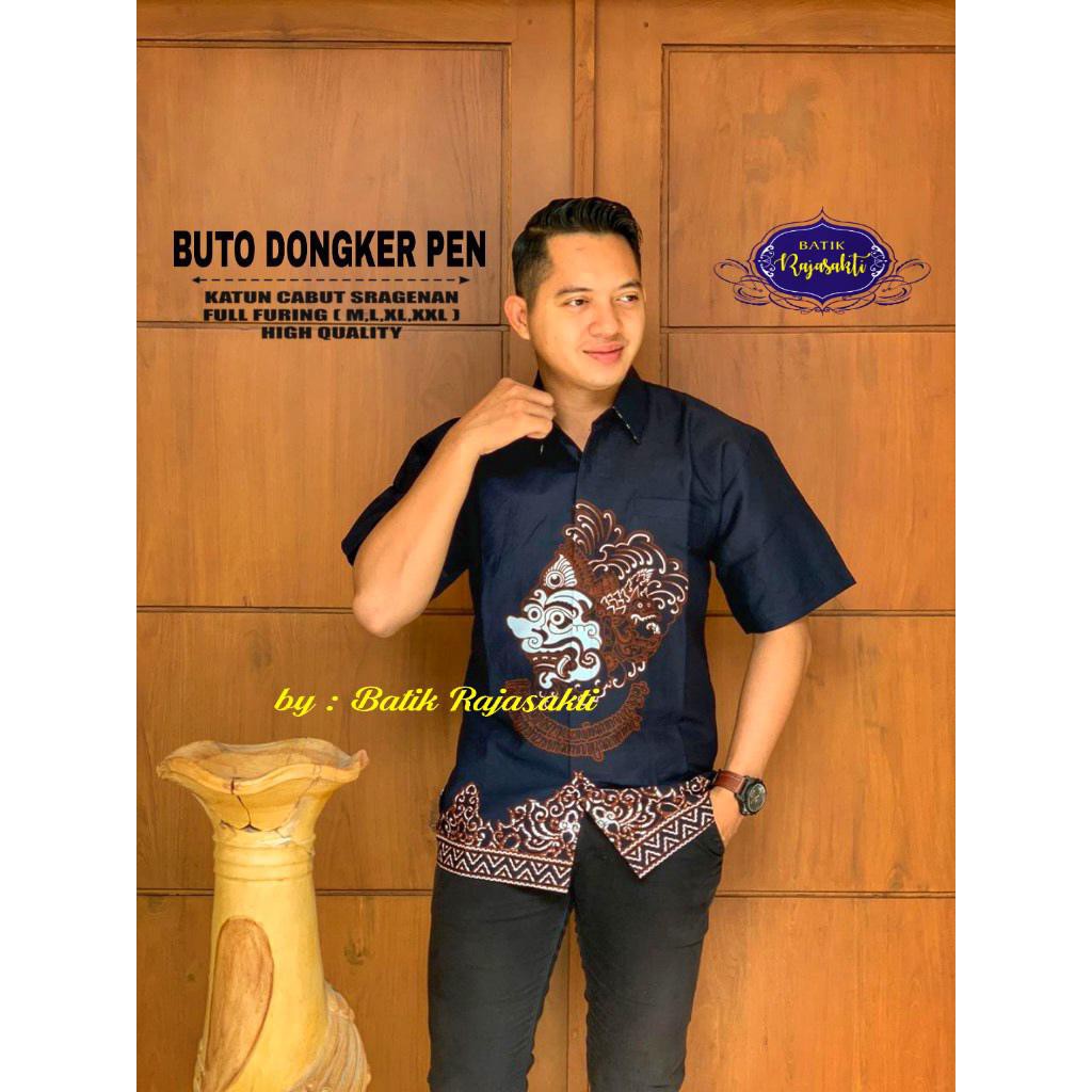BUTO DONGKAR RAJASAKTI KEMEJA BATIK SOLO PRIA LENGAN PENDEK LAPIS FURING ATASAN BATIK PREMIUM MODERN KATUN HALUS BAHUWIRYA  BANAMITRA BANAMITRA PUTIH BANGSAWAN BAYU PUTRA BERLIAN BIRU BHARATAYUDA BIMASENA BIRENDRA BIRU INDAH BRAHMAKERTA BRAHMAKERTA MERAH