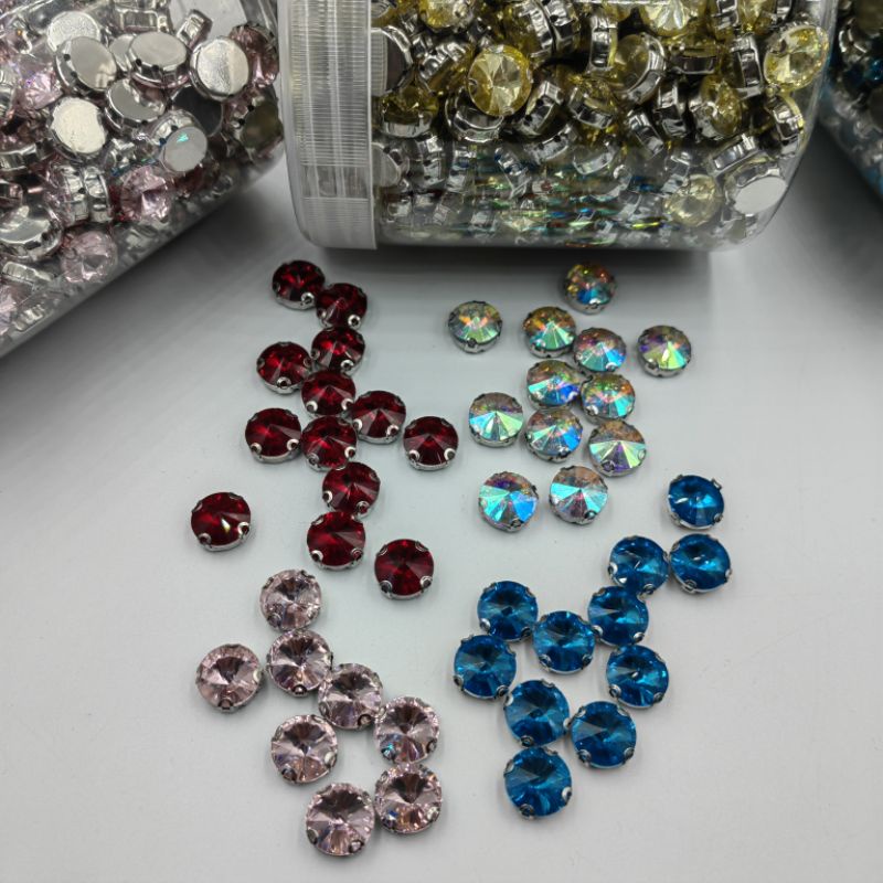 BATU STONE KRISTAL CANGKANG / CANGKRANG MOTIF BULAT UKURAN 12 MM PER 1 BUTIR KUALITAS BAGUS KILAU