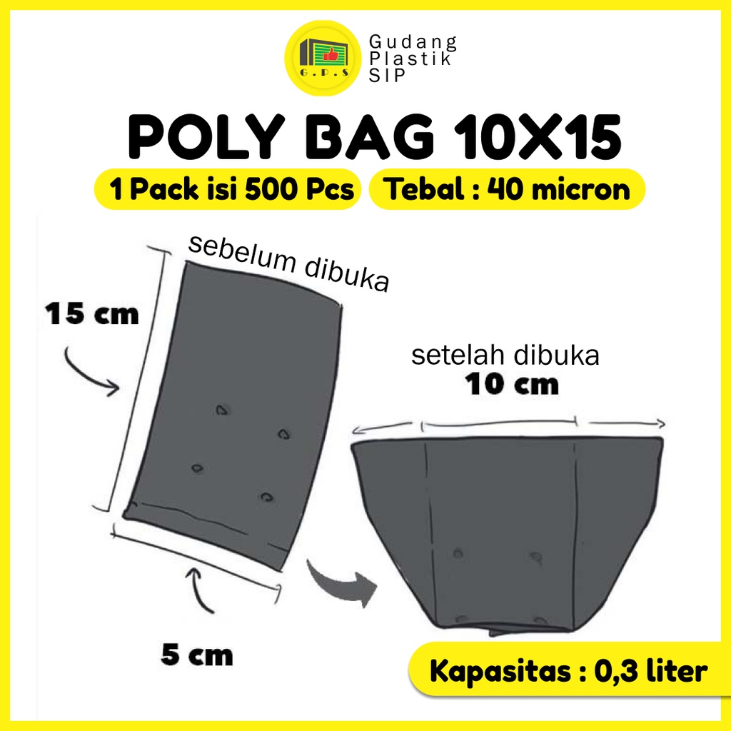 PLASTIK POLYBAG TANAMAN  15x10 cm