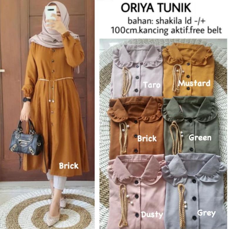 Oriya Tunik - Ld100 Tunik Shakila Premium Kancing Aktif Free Belt / Cesira Tunik / Midi Dress / R.7 