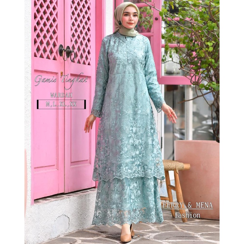 MURAH LEBAY DRESS GAMIS PESTA Tingkat Tulle GLITER MUTIARA TALI PITA PINGGANG Model Malaysia Terbaru