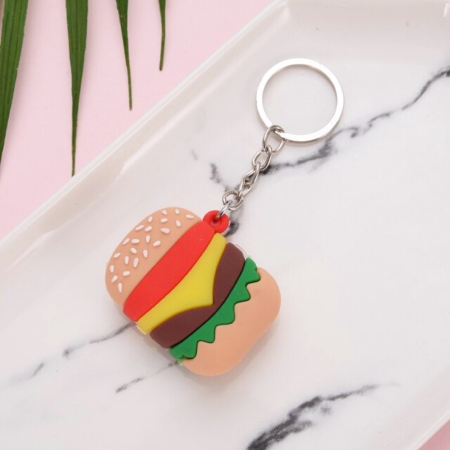 GANTUNGAN KUNCI TAS MOBIL MOTOR CHARACTER UNIK KEYCHAIN 3D MINI BAHAN PVC KARET LUCU GANCI KARAKTER BOBA FOOD CACTUS-BURGER