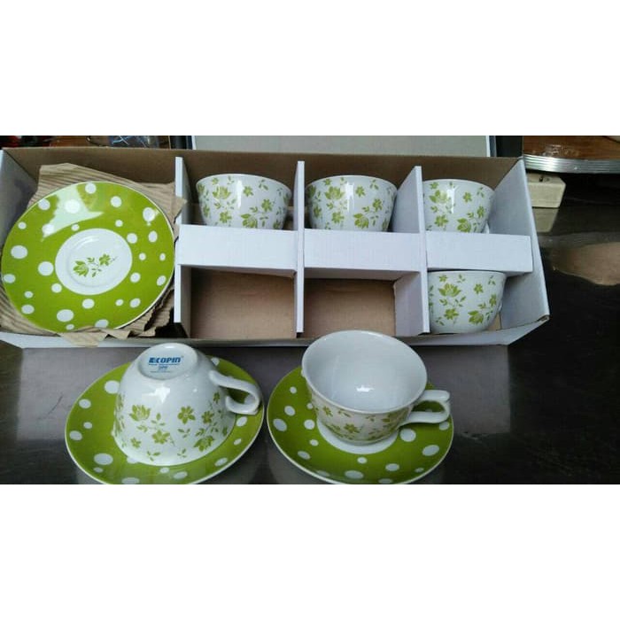 ( Khusus Gojek ) Kopin Set Tea Cup & Saucer / Cangkir Set / Gelas Set
