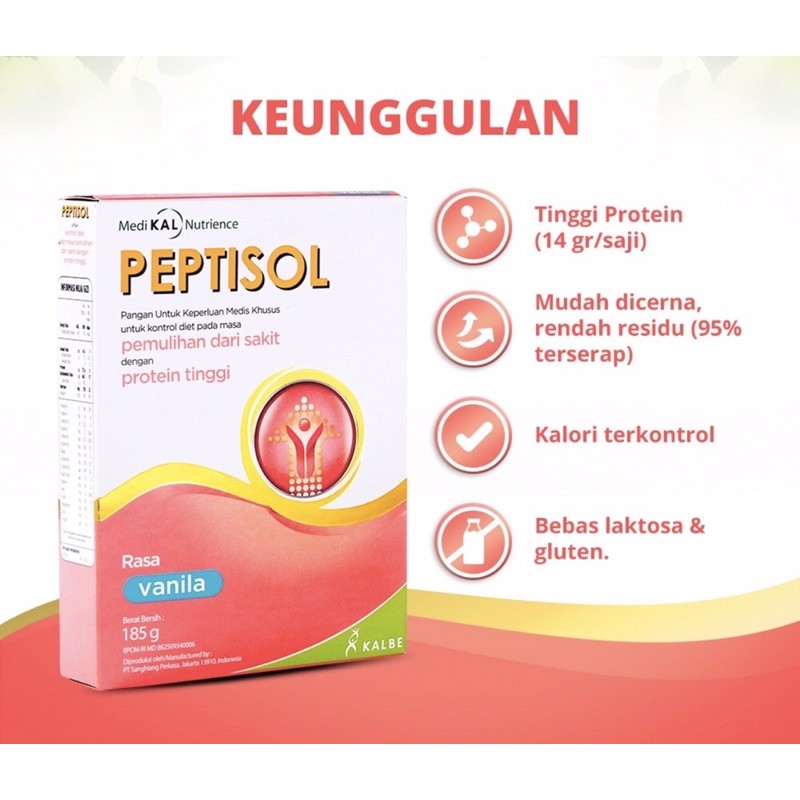 Peptisol 190 gram ( susu nutrisi khusus untuk pemulihan dari sakit )