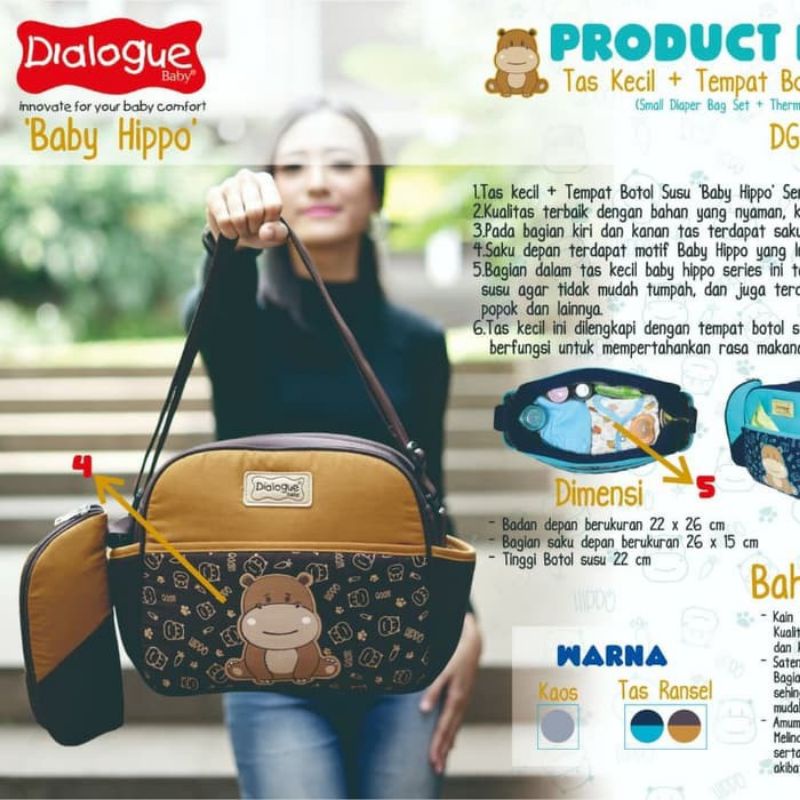 Tas Dialogue Kecil + Tempat Botol Susu ‘Baby Hippo’ Series DGT 7140