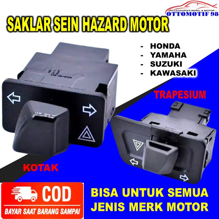 Tombol Saklar Lampu Lapu Utama Sein Send Sen Dua 2 Running Raning Hazard Hazad Hazar Bahaya Aksesoris Variasi Tambahan Motor Matic Metik Bebek Honda Beat Bit Scopy Scopi Supra x Vario 125 150 Speci Revo Blead  Karisma Karbu Injeksi Universal Murah Import