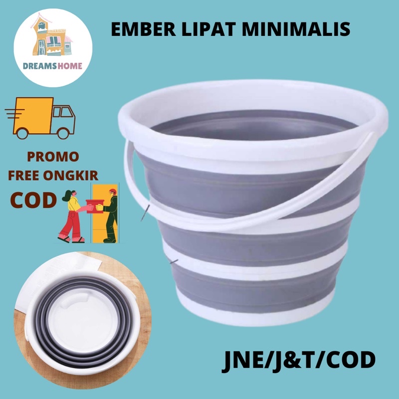Ember Lipat Tinggi Minimalis Ember Adjustable Ember Simple Putih Abu Foldable Ember Lipat