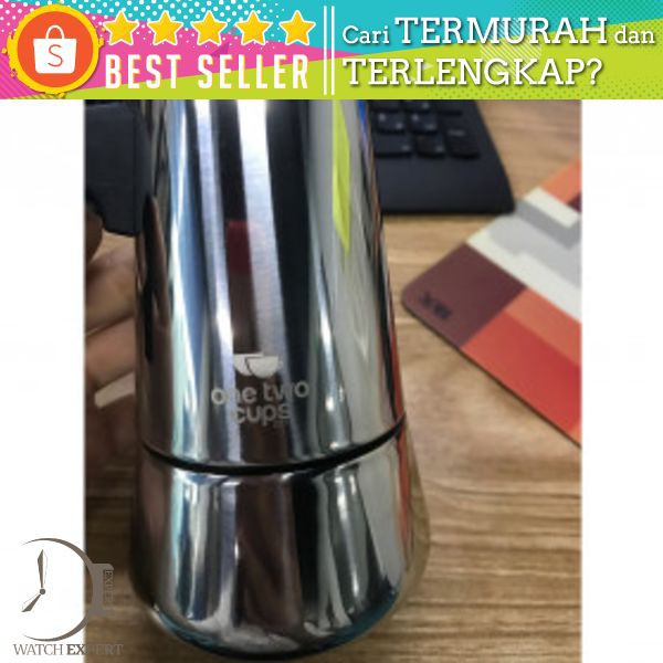 OneTwoCups Espresso Coffee Maker Moka Pot Teko Stovetop Filter 100ml 2 Cup - Z21 - Silver