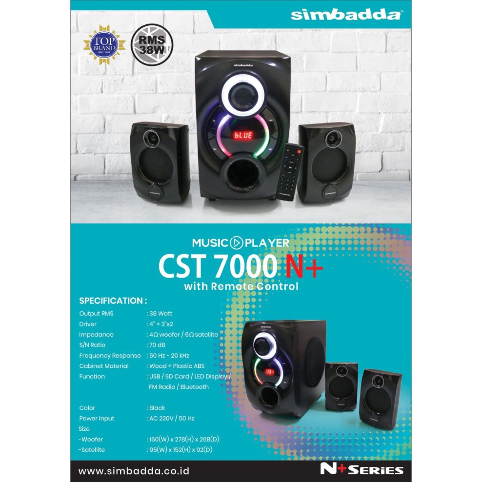 Speaker Simbadda CST 7000N+ / Fm Radio / Bluetooth / Black / MIC