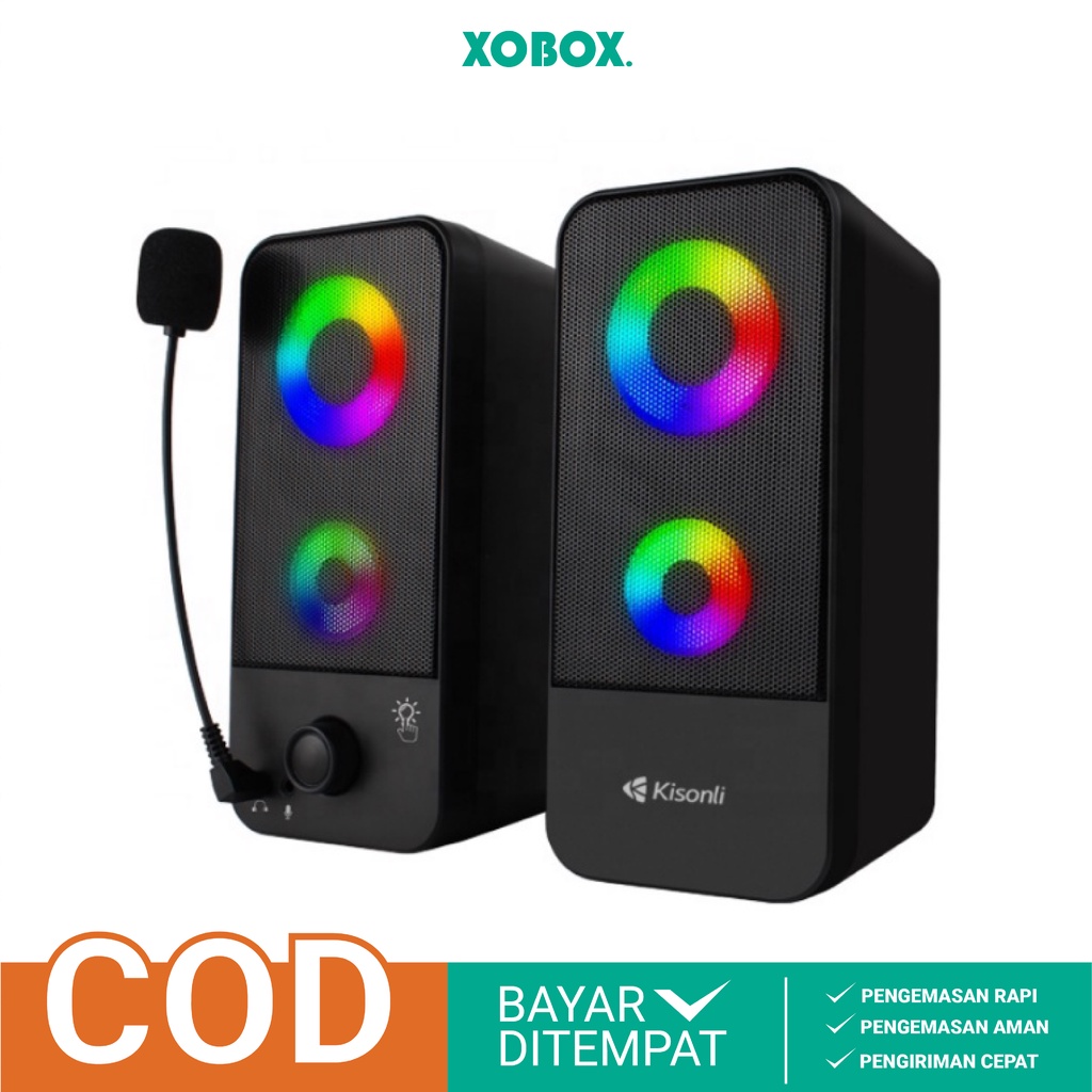 Speaker Aktif 2.0 Komputer Laptop Dual Bass Colorfull RGB USB Power X9 -XOBOX