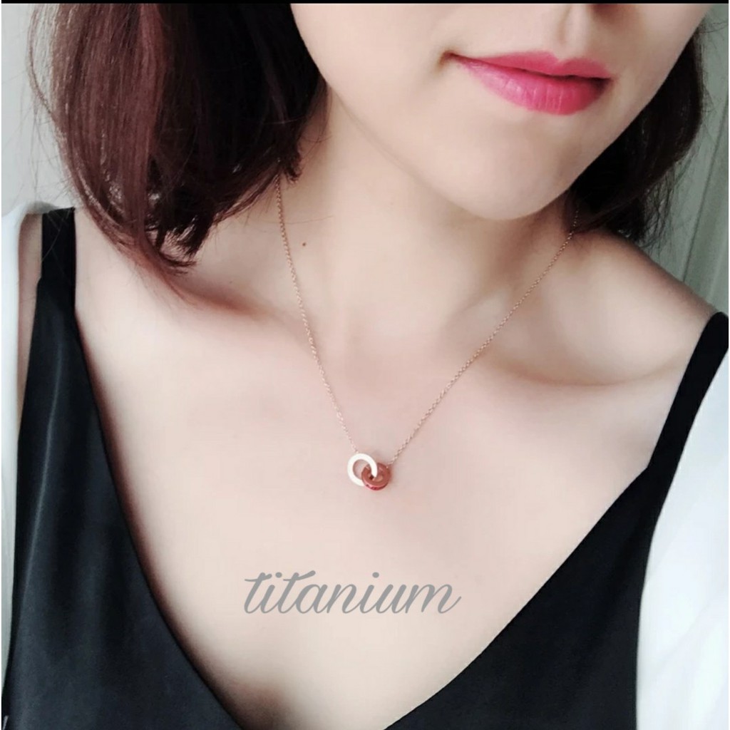 Kalung B&lt;lgri Titanium Two Rings Kristal