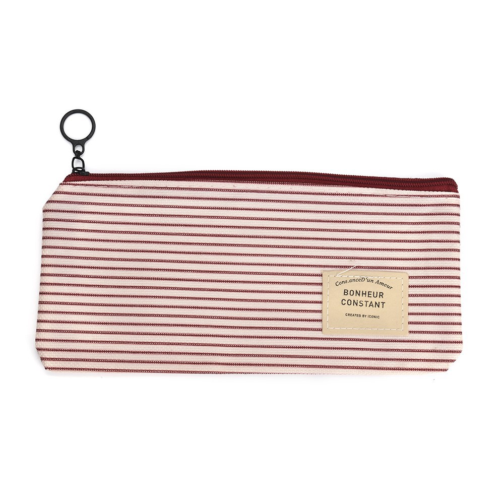 

ALAT TULIS CUTIE Korea retro cute Striped Grid canvas Pen bag pencil case make up bag Cosmetic bag