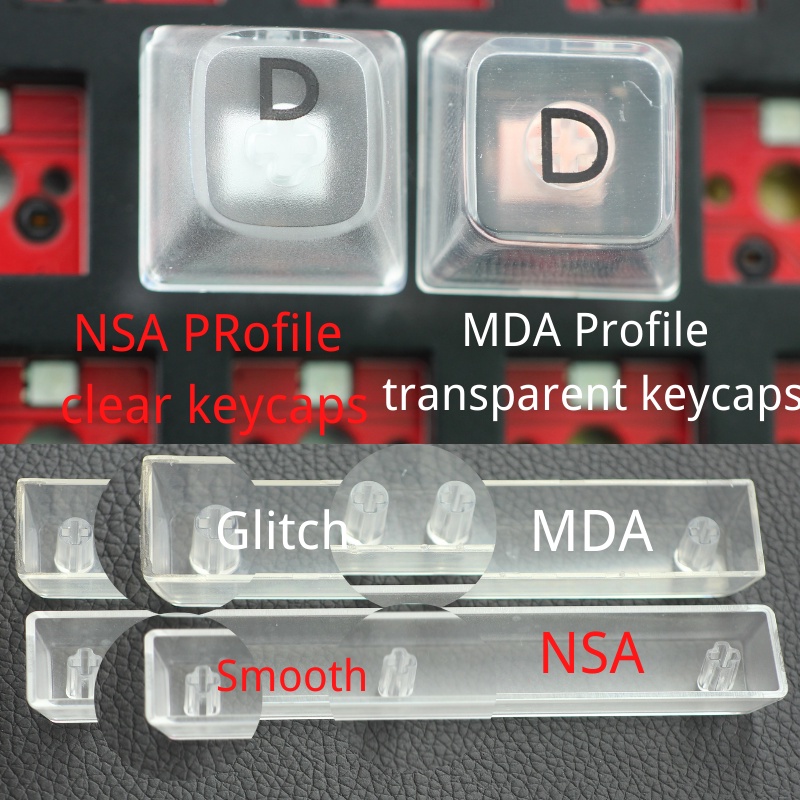 Original PCL 155 Key NSA Transparent PC Keycaps For Mechanical Keyboards