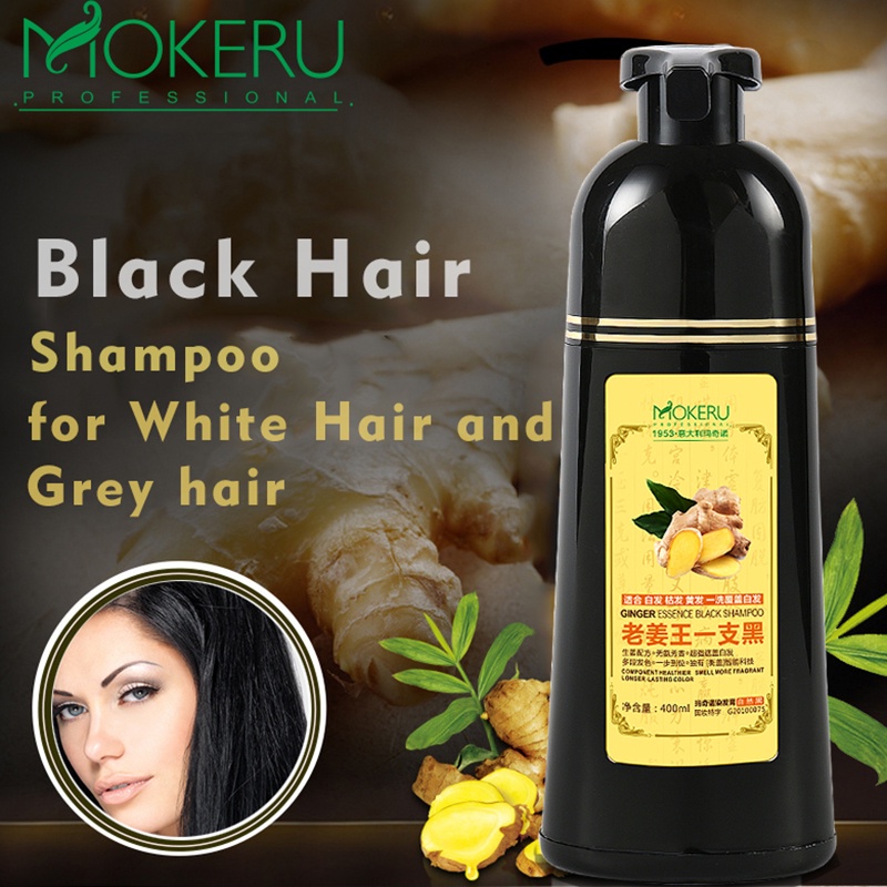 Mokeru Shampoo Semir Herbal Warna Hitam Pwwarna Rambut Ginger Original 500ml